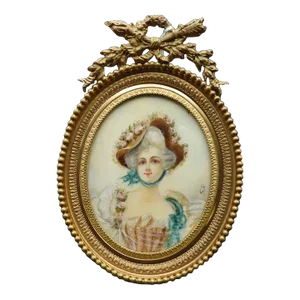 18th C French Miniature Portrait Louis XVI Court Style Young Lady Signed Gella or Getla