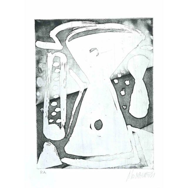 Hourglass is an original etching artwork on paper realized by Sante Monachesi. Hand-signed on the lower right by pencil....