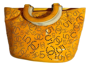 Chanel Patent CC Perforated Tote Bag , Vintage Orange Beach Bag
