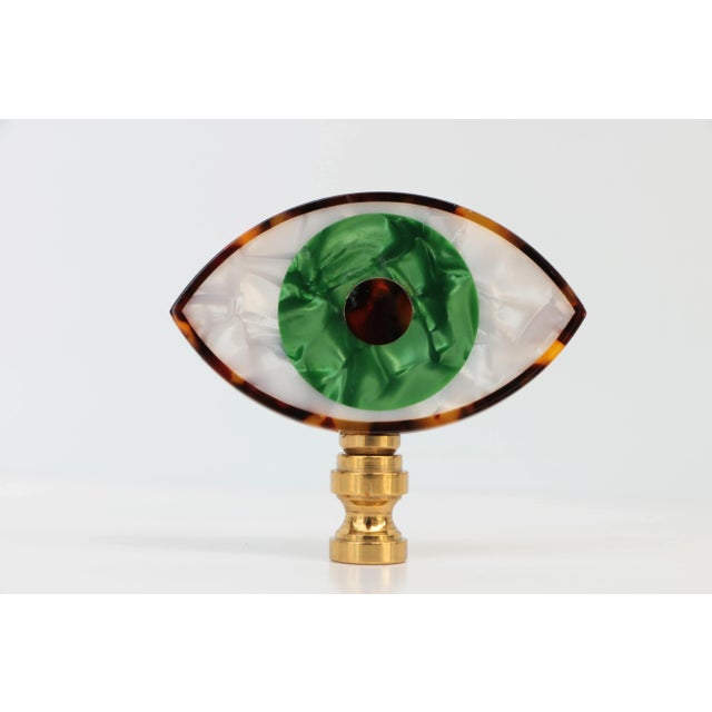 Metal Green Eye Lamp Finial For Sale - Image 7 of 7