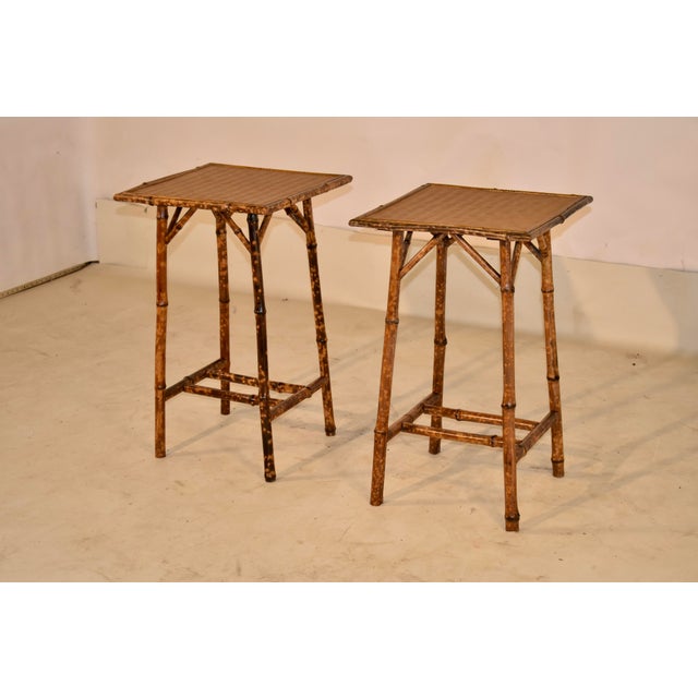 French Country Pair of Late 19th Century Tortoise Bamboo Side Tables From France For Sale - Image 3 of 6