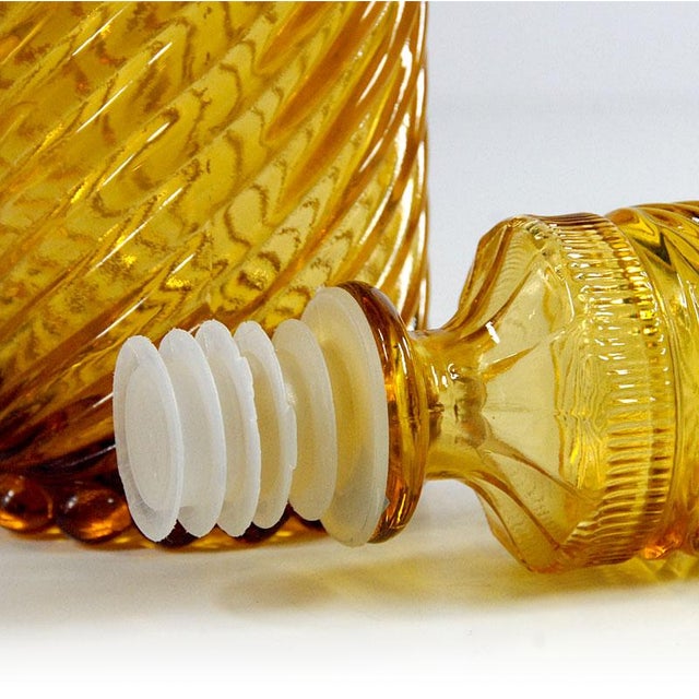 Glass Italian Colored Glass Caraffe from Empoli, 1970s. For Sale - Image 7 of 11