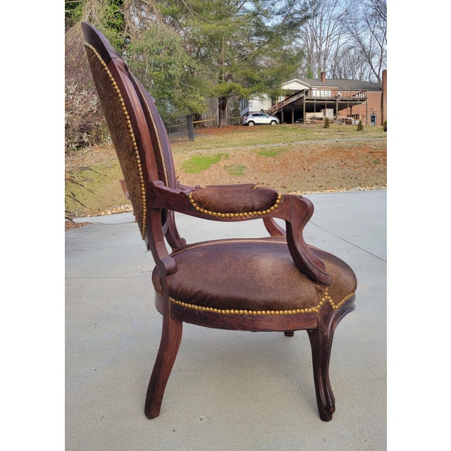 Early 20th Century Louis XVI Oval Back Chair With New Cowhide Upholstery For Sale - Image 14 of 18