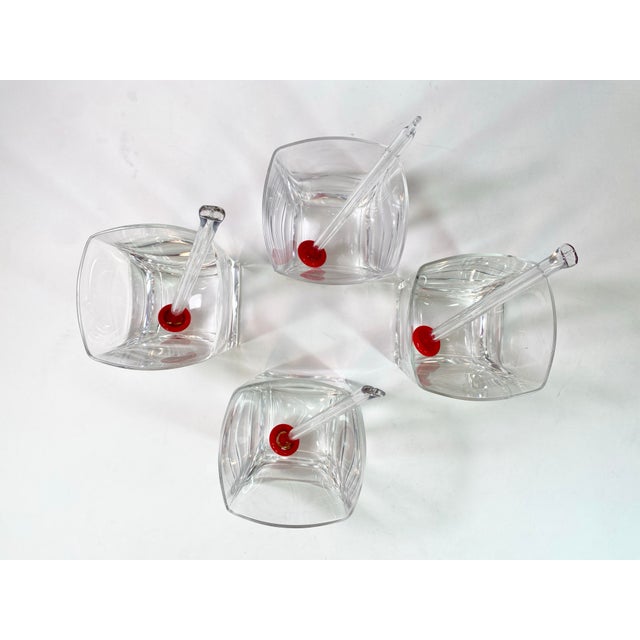 Transparent Vintage Clear and Red Glass Cocktail Muddlers- Set of 4 For Sale - Image 8 of 12