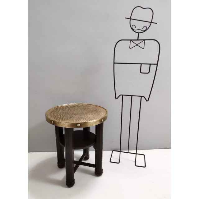 Modern Secessionist Coffee Table with Shelf and Round Brass Top from Durmast, Austria, 1920s For Sale - Image 3 of 11