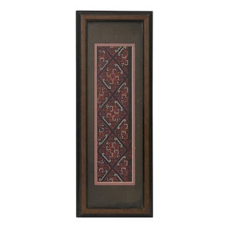 Vintage Chinese Red Orange Embroidery Fabric Piece Framed Wall Art For Sale