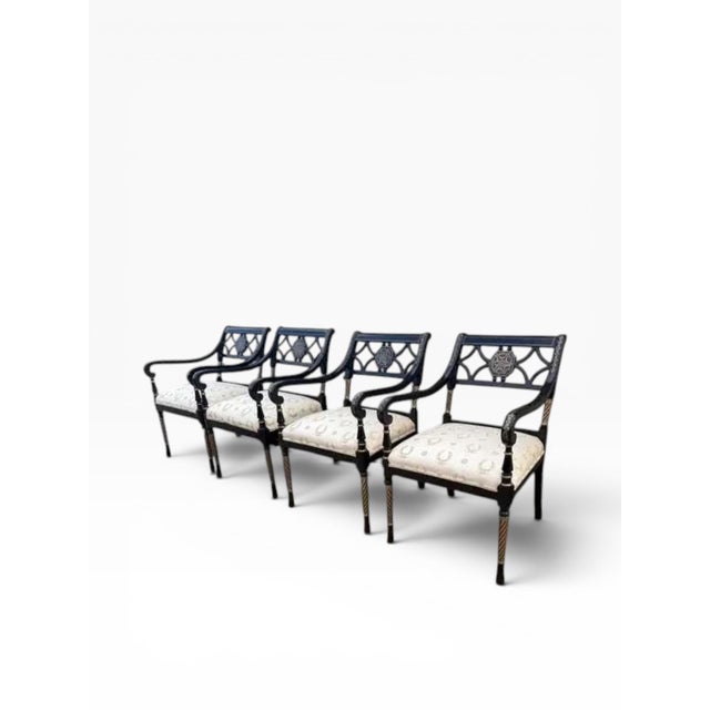 Traditional Century Furniture Late 20th Century Regency-Style Armchairs, Set of Four For Sale - Image 3 of 17