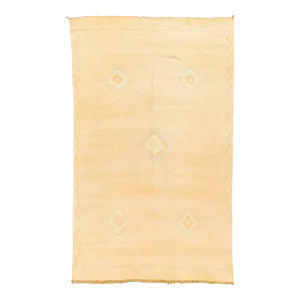 Moroccan Kilim with Silk Highlights, Soft Light Gold Color, Soft Texture 5'7"x8'
