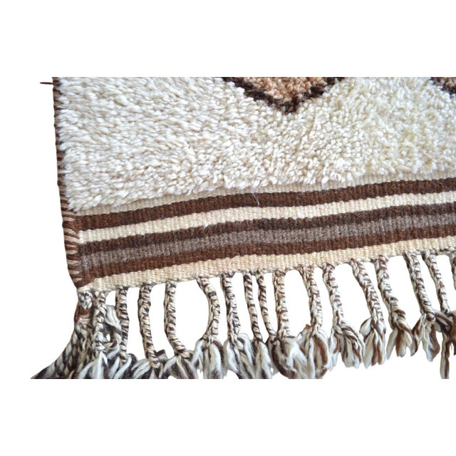 Hand-Knotted Kurdish Runner Rug . Pure Organic Undyed Wool High Pile Herki - 3′1″ × 11′6″ For Sale - Image 14 of 15