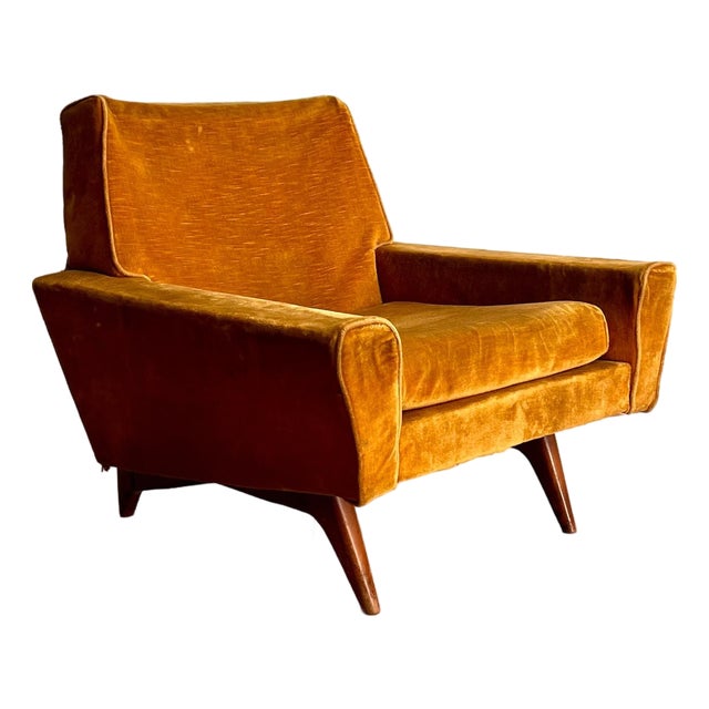 Italian Ochre Velvet Chairs, 1950s, Set of 2 For Sale