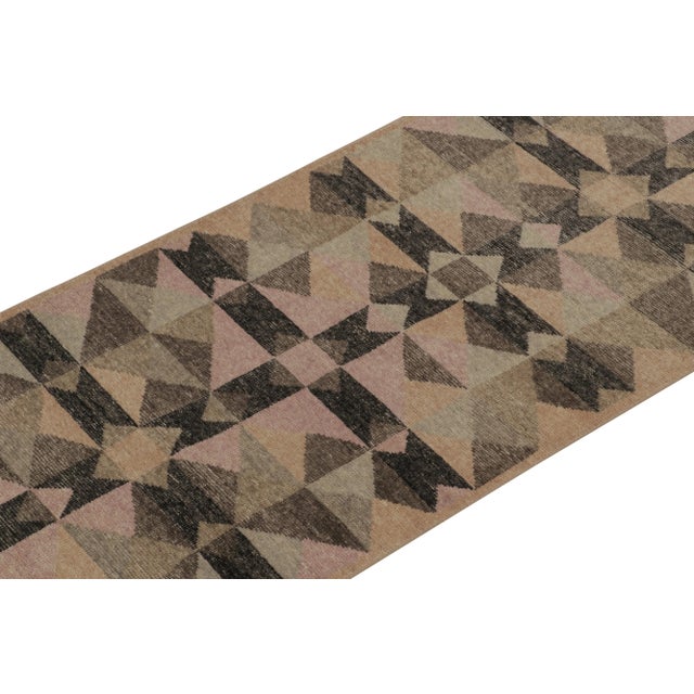 Rug & Kilim Rug & Kilim’s Distressed Style Runner in Beige, Black, Pink Scandinavian Pattern For Sale - Image 4 of 8