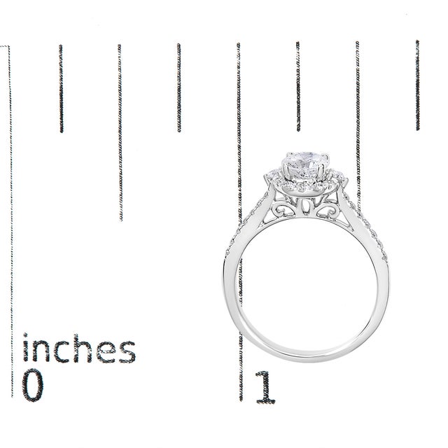 14K White Gold 1.00 Cttw Lab-Grown Diamond Oval Shaped Halo Engagement Ring (F-G Color, VS1-VS2 Clarity) - Ring - Size 10 For Sale In New York - Image 6 of 6