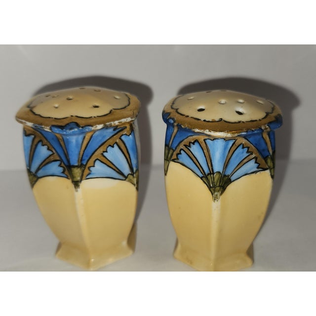 1900s Art Noveau Hand Painted Bluebell Salt & Pepper Shakers by Moritz Zdekauer, Austria For Sale - Image 9 of 17