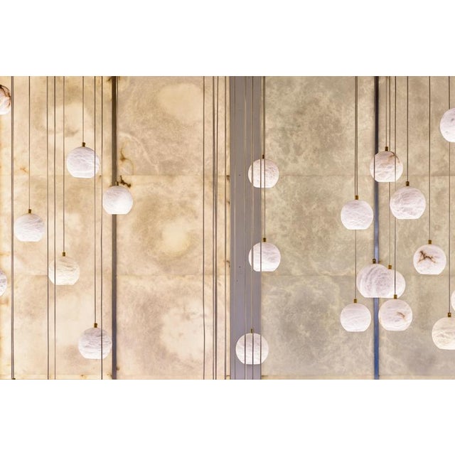 Contemporary Rain Balls Pendant Lamps by United Alabaster, Set of 9 For Sale - Image 3 of 6