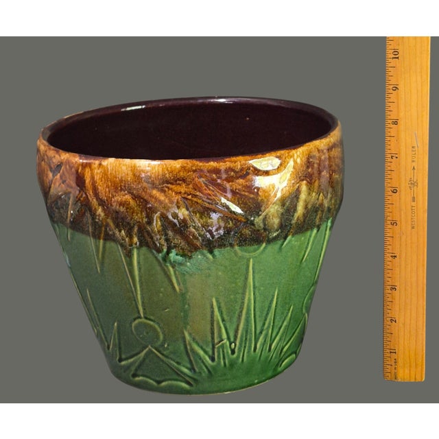 Mid 20th Century Vintage Majolica Robinson Ransbottom Sun & Moon Glazed Pottery Jardinière Planter For Sale - Image 5 of 11