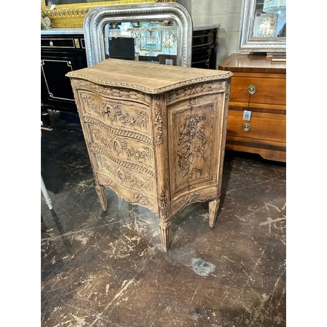19th Century Carved and Bleached Tall Oak Chest For Sale In Dallas - Image 6 of 7