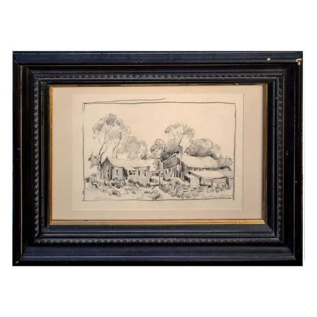 1940s 1940s "Toiler's House" Abstract Mixed-Media Drawing, Framed For Sale - Image 5 of 5