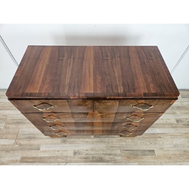 Art Deco Chest of Drawers in Walnut Burl with Five Drawers, 1940 For Sale - Image 4 of 18