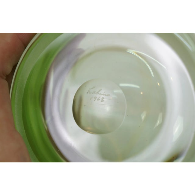 Green Vintage 1968 Dominick Labino Uranium Green Studio Art Glass Bowl Dish 7" For Sale - Image 8 of 13