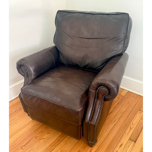 1990s Bernhardt Leather Recliner Club Chair For Sale - Image 10 of 14