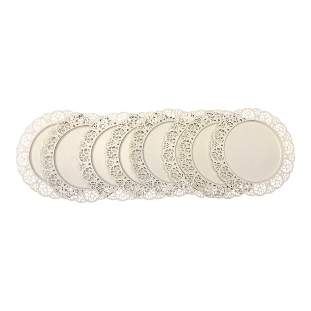 Tole Lace Pierced Charger, Set/8 For Sale