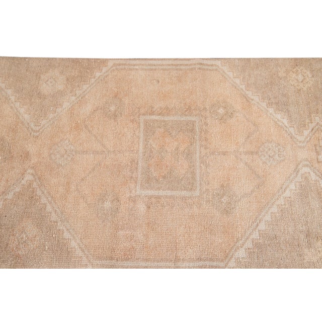 Vintage Turkish Handmade Beige Tribal Wool Runner For Sale - Image 12 of 13