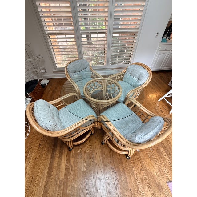 Mid 20th Century Vintage Lane Ventura Glass Top Table and 4 Chairs For Sale - Image 5 of 12
