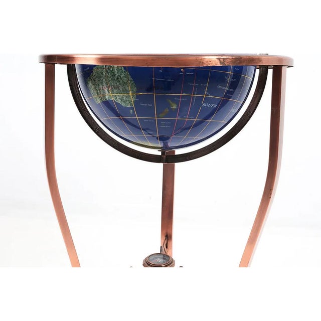 Gem Floor Globe on Copper Stand Semi Precious Lapis Stone For Sale - Image 14 of 17