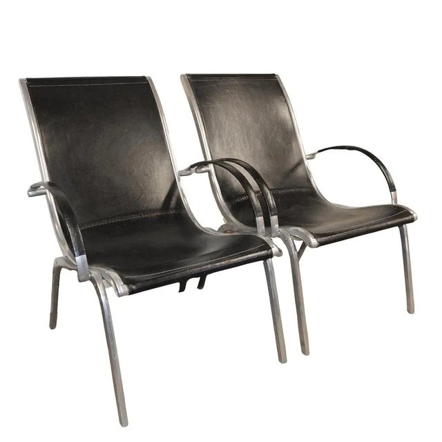 Mid-Century Modern Leather and Aluminium Lounge Chairs by Rudolf Szedleczky, 1970s, Set of 2 For Sale - Image 16 of 17
