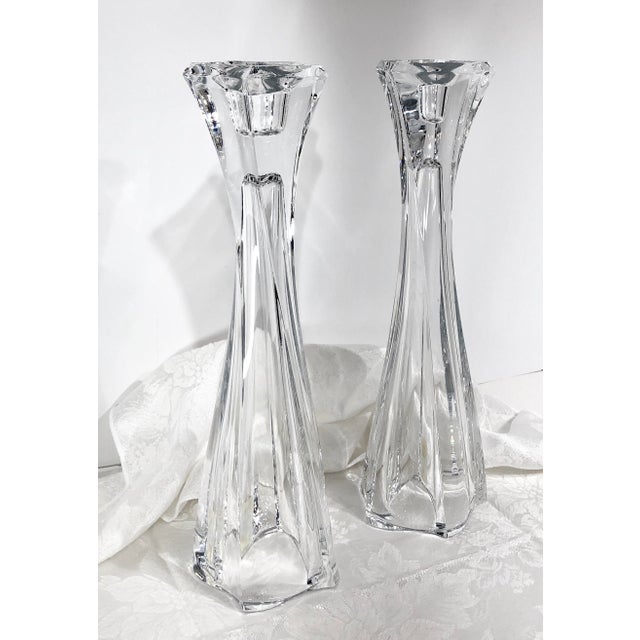 Set Of 2 Mikasa Crystal Candle Holders Traditional Taper Vase 12 Tall Pacific Wave Chairish