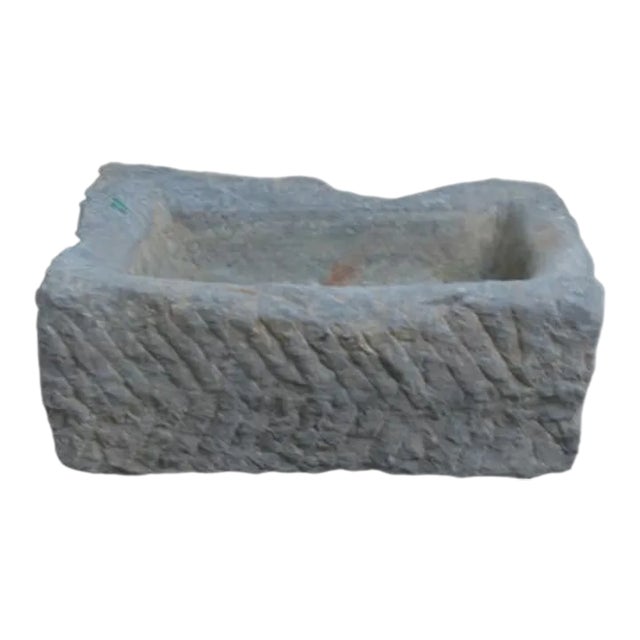 20" Inch Long Hand Chiseled Stone Trough 24-12 For Sale