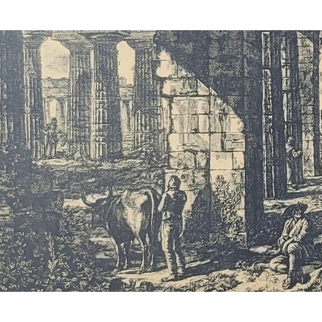 Antique Framed Copper Engraving of the Temples at Paestum After Francesco Piranesi For Sale In Chicago - Image 6 of 7