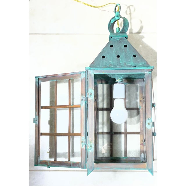 Vintage Solid Copper Hanging Lantern – Patina /Colonial/Rustic/Industrial For Sale - Image 16 of 16