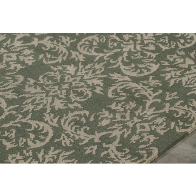 Rug & Kilim Rug & Kilim’s European Rug in Green With Arabesque Patterns in Beige-Brown Tones For Sale - Image 4 of 8