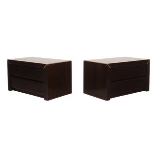 African Rosewood and Brass Bedside Tables from Fratelli Turri, 1970s, Set of 2 For Sale