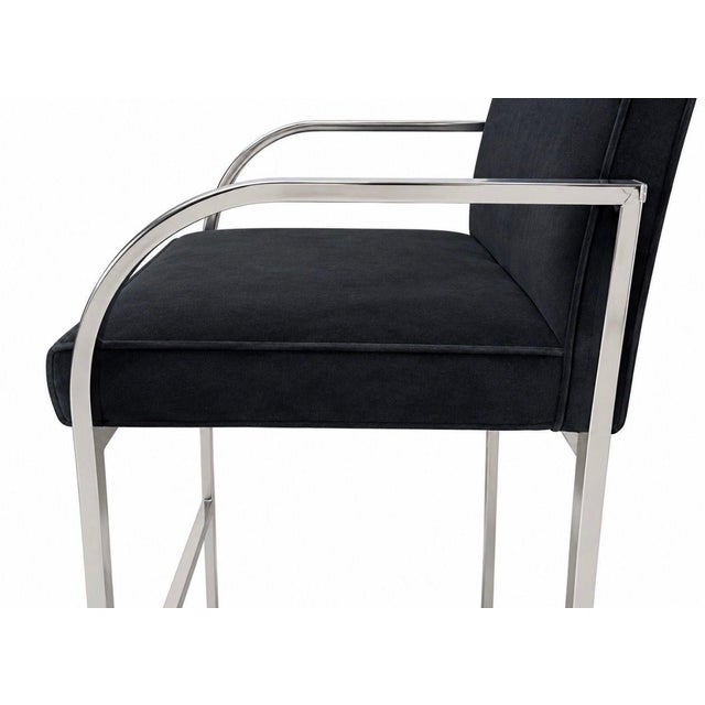 1970s Pair Milo Baughman Velvet and Chrome Bar Stools, 1970 For Sale - Image 5 of 7