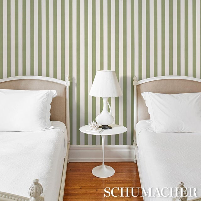 2020s Sample - Schumacher Louise Stripe Wallcovering In Moss For Sale - Image 5 of 6