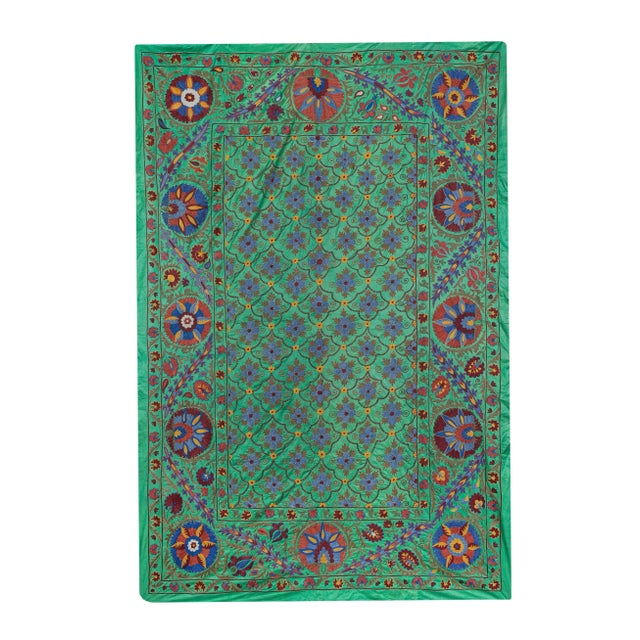 1960s Suzani Silk Wall Hanging For Sale - Image 11 of 11