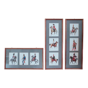 Set of Nine Framed Vintage Wolfgang Tritt Lithographs Depicting 18th C. Military Uniforms