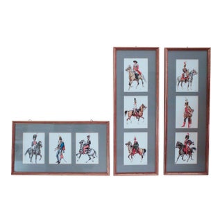 Set of Vintage Wolfgang Tritt Color Lithographs Depicting 18th C. Military Uniforms, in Three Giltwood Frames For Sale
