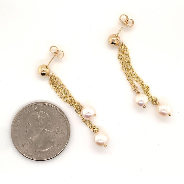 White Akoya Pearl Earrings 14k Yellow Gold Certified For Sale - Image 8 of 14