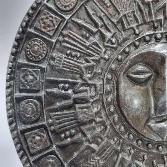 Mid-Century Modern Brutalist Metal Wall Plaque with Sun Motif, 1970s For Sale - Image 4 of 9