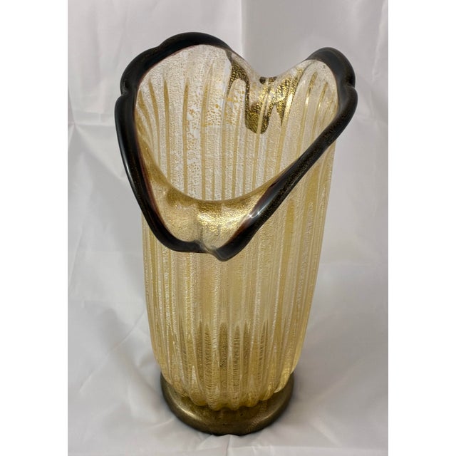 Metal Rare Signed 2001 Andrea Donà Murano Exhibition Vase - Dual-Color & 24k Gold - Alberto Dona For Sale - Image 7 of 12