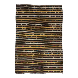 Vintage Embroidered Striped Kilim Rug-7'1'x10'7" For Sale