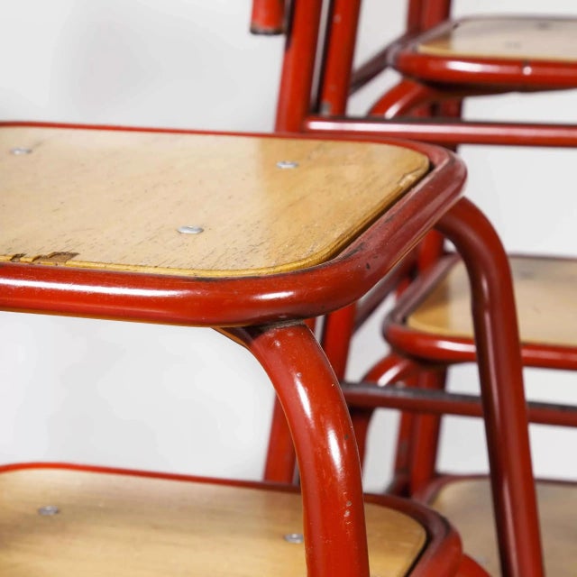 Red French Red Mullca Stacking Laboratory Stool, 1960s For Sale - Image 8 of 9