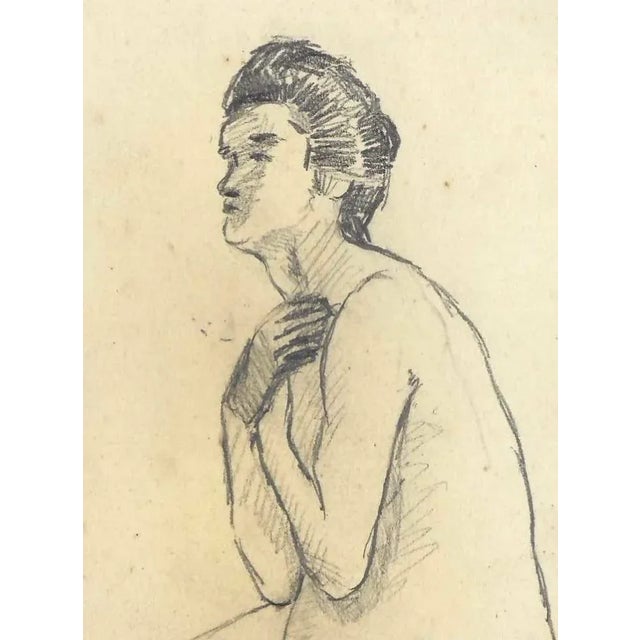 Drawing of a female nude by a Japanese artist. Some pages are signed by the artist Shirosu and dated, this one is...