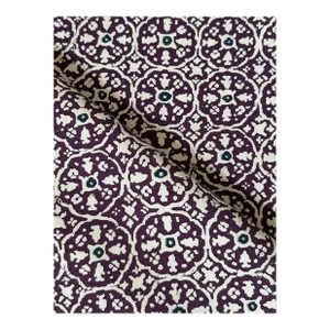 China Seas Nitik II Purple Navy on Tint Screen Printed Suncloth Fabric 4 6/8 Yards