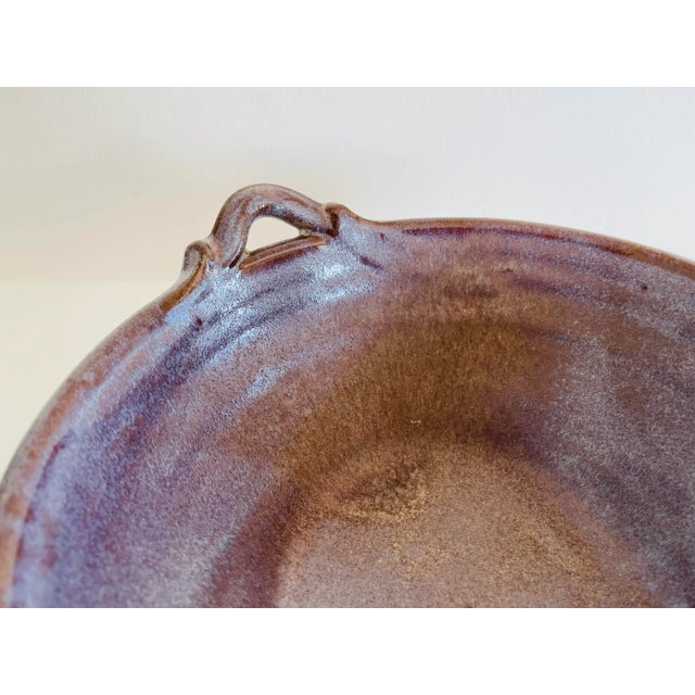1970s Woburn Studio Art Pottery English Hand Crafted Handled Round Bowl For Sale In Boston - Image 6 of 8