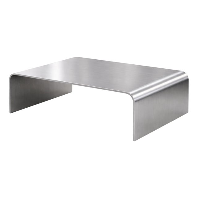 Sculptural Brushed Aluminum Coffee Table by Veliento For Sale