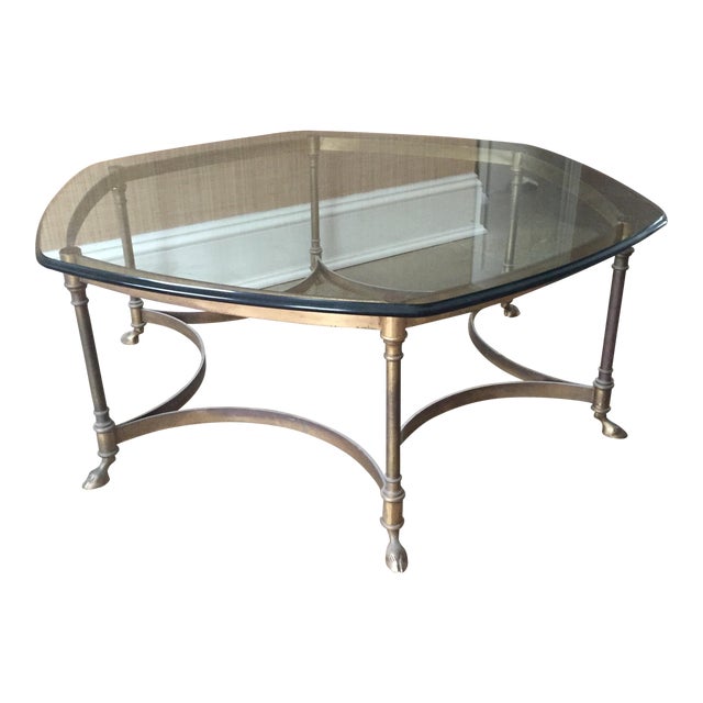 La Barge Hexagonal Brass & Glass Cocktail Table Chairish